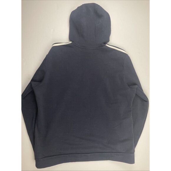 Adidas Men's Essentials Hoodie Sweatshirt Men’s L 3-Stripe Pullover Fleece Navy - Picture 3 of 9